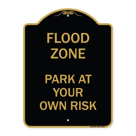 Signmission Designer Series Sign-Flood Zone, Black & Gold Aluminum Architectural Sign, 18" x 24", BG-1824-23951 A-DES-BG-1824-23951